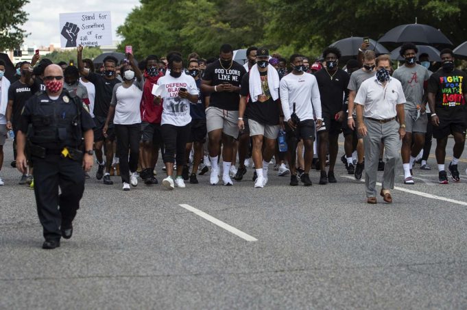 Alabama Football Players' March for Equality
